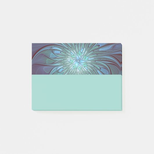 Moderne Abstracte Trendy Blauwe Bloem Fractale Kun Post-it® Notes (Voorkant)