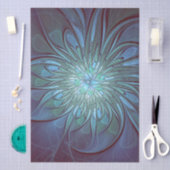 Moderne Abstracte Trendy Blauwe Bloem Fractale Kun Tissuepapier (Craft)