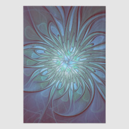 Moderne Abstracte Trendy Blauwe Bloem Fractale Kun Tissuepapier