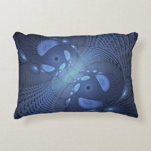 Moderne Abstracte Trendy Dusk Blue Fractal Art Accent Kussen