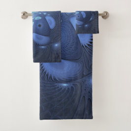 Moderne Abstracte Trendy Dusk Blue Fractal Art Bad Handdoek