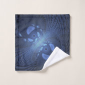 Moderne Abstracte Trendy Dusk Blue Fractal Art Bad Handdoek (Wasdoekje)