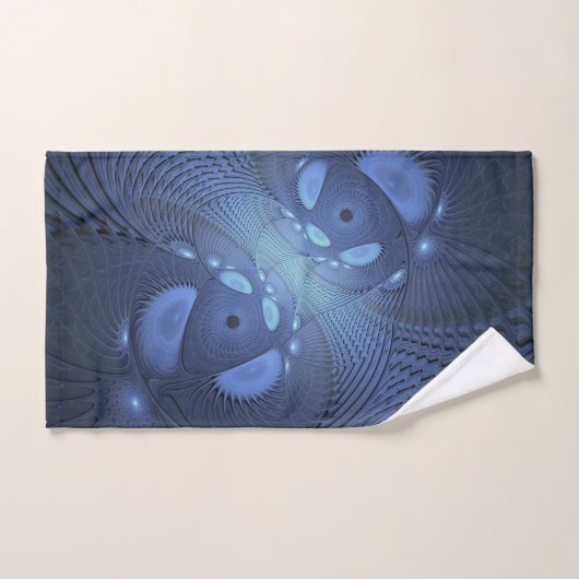 Moderne Abstracte Trendy Dusk Blue Fractal Art Bad Handdoek (Handdoek)