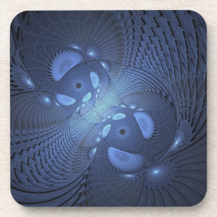 Moderne Abstracte Trendy Dusk Blue Fractal Art Bier Onderzetter