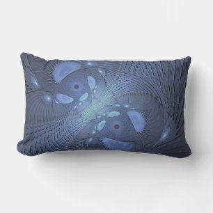 Moderne Abstracte Trendy Dusk Blue Fractal Art Buitenkussen