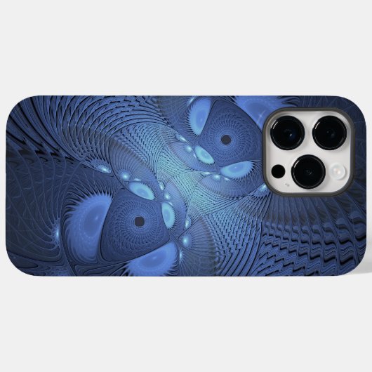 Moderne Abstracte Trendy Dusk Blue Fractal Art Case-Mate iPhone Case (Achterkant (horizontaal))