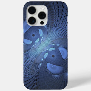 Moderne Abstracte Trendy Dusk Blue Fractal Art iPhone 15 Pro Max Hoesje