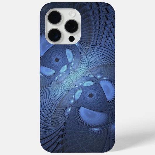 Moderne Abstracte Trendy Dusk Blue Fractal Art Case-Mate iPhone Case (Achterkant)