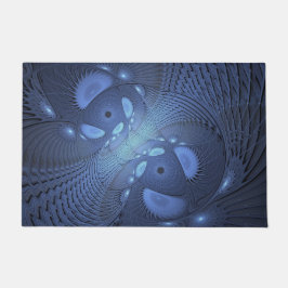 Moderne Abstracte Trendy Dusk Blue Fractal Art Deurmat