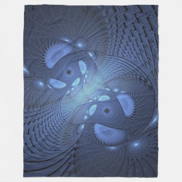 Moderne Abstracte Trendy Dusk Blue Fractal Art Fleece Deken