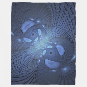 Moderne Abstracte Trendy Dusk Blue Fractal Art Fleece Deken