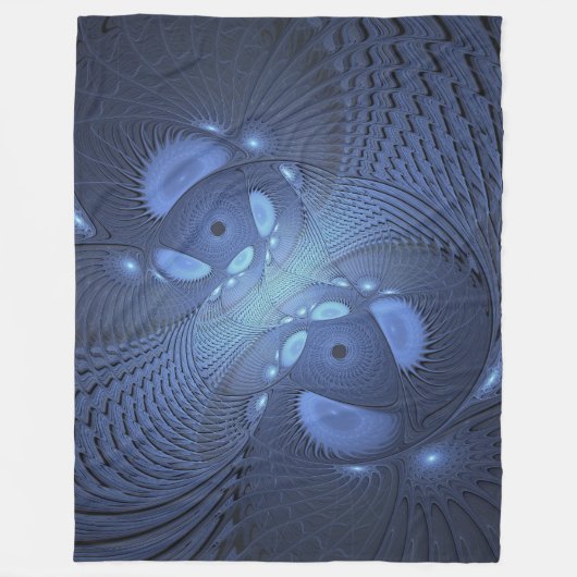 Moderne Abstracte Trendy Dusk Blue Fractal Art Fleece Deken (Voorkant)