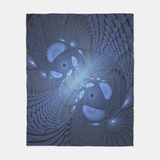 Moderne Abstracte Trendy Dusk Blue Fractal Art Fleece Deken (Voorkant)