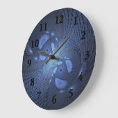 Moderne Abstracte Trendy Dusk Blue Fractal Art Grote Klok (Hoek)
