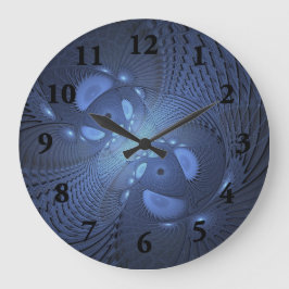 Moderne Abstracte Trendy Dusk Blue Fractal Art Grote Klok