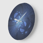 Moderne Abstracte Trendy Dusk Blue Fractal Art Grote Klok (Hoek)
