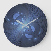 Moderne Abstracte Trendy Dusk Blue Fractal Art Grote Klok (Voorkant)