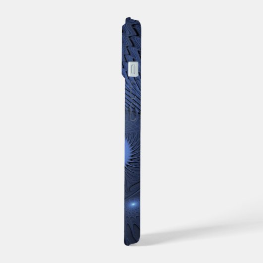 Moderne Abstracte Trendy Dusk Blue Fractal Art iPhone 15 Case (Linkerkant)