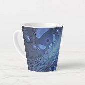 Moderne Abstracte Trendy Dusk Blue Fractal Art Latte Mok (Linkerhoek)