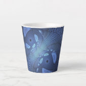 Moderne Abstracte Trendy Dusk Blue Fractal Art Latte Mok (Voorkant)