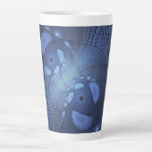 Moderne Abstracte Trendy Dusk Blue Fractal Art Latte Mok (Voorkant)