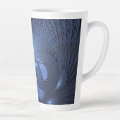Moderne Abstracte Trendy Dusk Blue Fractal Art Latte Mok (Rechts)