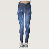 Moderne Abstracte Trendy Dusk Blue Fractal Art Leggings (Voorkant)