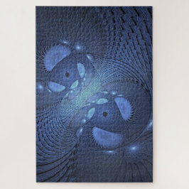 Moderne Abstracte Trendy Dusk Blue Fractal Art Legpuzzel
