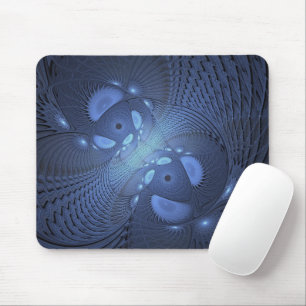 Moderne Abstracte Trendy Dusk Blue Fractal Art Muismat