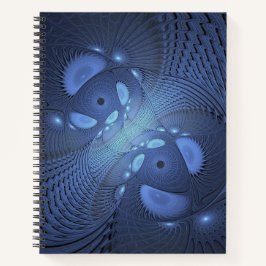 Moderne Abstracte Trendy Dusk Blue Fractal Art Notitieboek