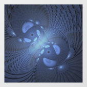 Moderne Abstracte Trendy Dusk Blue Fractal Art Raamsticker (Vel)