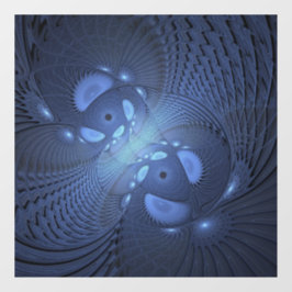 Moderne Abstracte Trendy Dusk Blue Fractal Art Raamsticker