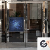 Moderne Abstracte Trendy Dusk Blue Fractal Art Raamsticker (Kantoordeur)