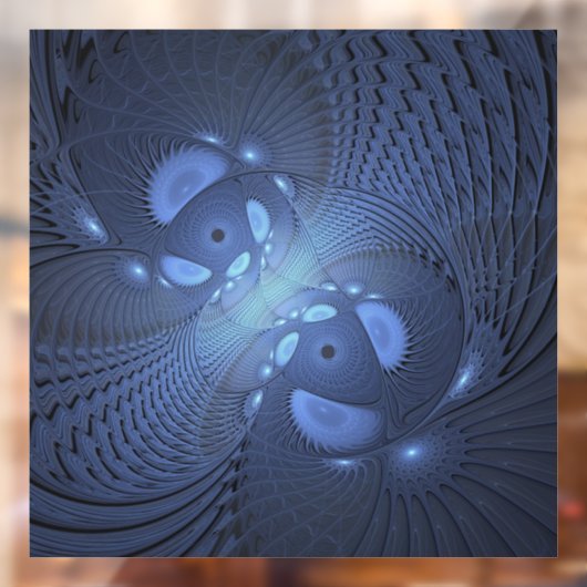 Moderne Abstracte Trendy Dusk Blue Fractal Art Raamsticker (Vel 2)
