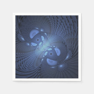 Moderne Abstracte Trendy Dusk Blue Fractal Art Servet