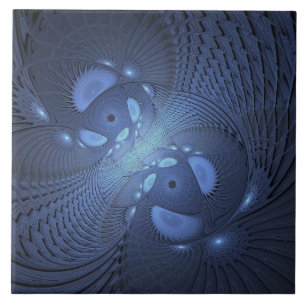 Moderne Abstracte Trendy Dusk Blue Fractal Art Tegeltje