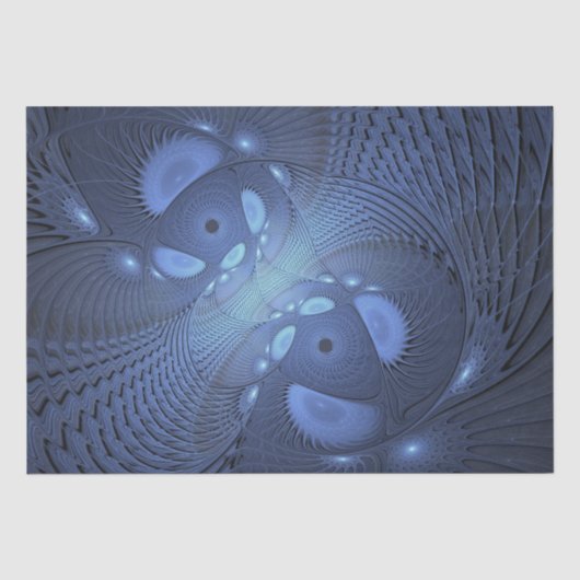 Moderne Abstracte Trendy Dusk Blue Fractal Art Tissuepapier (Voorkant)