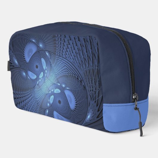 Moderne Abstracte Trendy Dusk Blue Fractal Art Toilettasje (Rechterhoek)