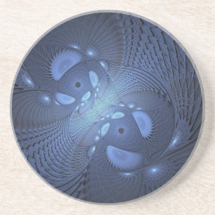 Moderne Abstracte Trendy Dusk Blue Fractal Art Zandsteen Onderzetter