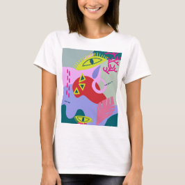 Moderne abstracte trendy kleurrijke kunst t-shirt