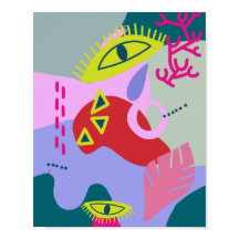 Moderne, abstracte trendy kleurrijke kunstwerken a