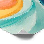 Moderne Abstracte Trendy Roze Geel Blauwe Golven Poster (Hoek)