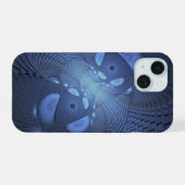 Moderne Abstracte Trendy Schemering Blauwe Fractal iPhone 15 Case (Achterkant horizontaal)