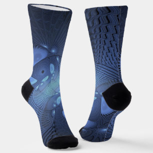 Moderne Abstracte Trendy Schemering Blauwe Fractal Sokken