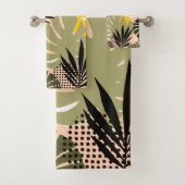 Moderne Abstracte Tropische Bladeren & Stippen Bad Handdoek (Insitu)