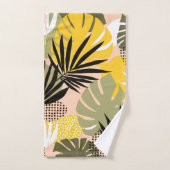 Moderne Abstracte Tropische Bladeren & Stippen Bad Handdoek (Handdoek)