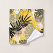 Moderne Abstracte Tropische Bladeren & Stippen Bad Handdoek (Wasdoekje)