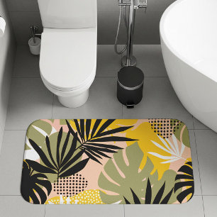 Moderne Abstracte Tropische Bladeren & Stippen Badmat