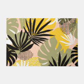 Moderne Abstracte Tropische Bladeren & Stippen Deurmat (Voorkant)