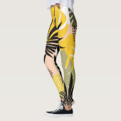 Moderne Abstracte Tropische Bladeren & Stippen Leggings (Links)